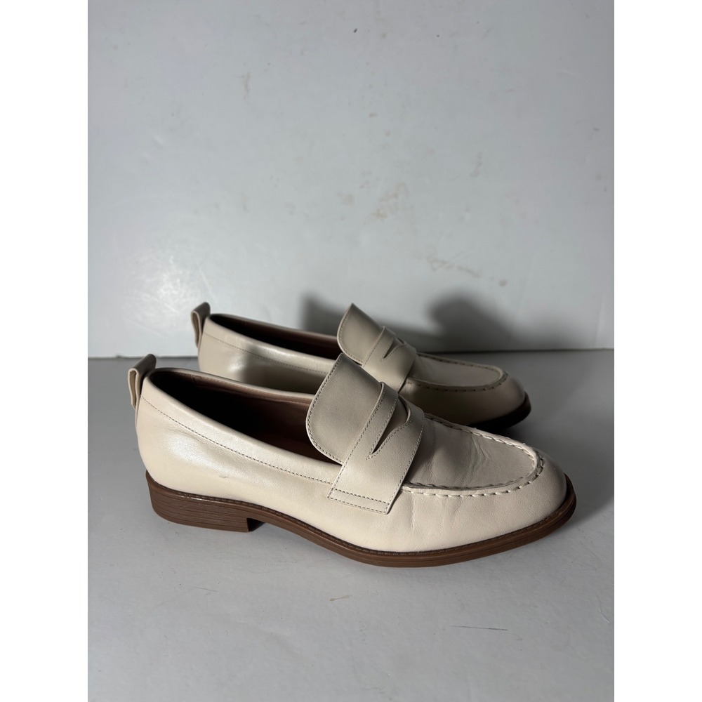 Cole Haan Stassi Penny Loafer Sandollar Leather Women 6.5 Ivory Cream Minimalist